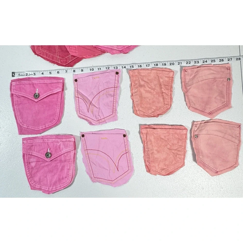 Denim Pockets For Crafts Pink 17 Pairs